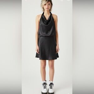 Zara black halter backless skater dress size medium